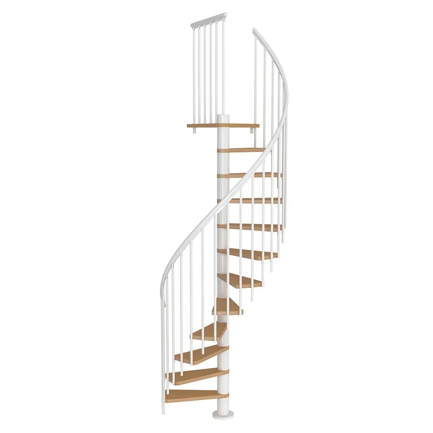 Dolle Schody spiralne Calgary 140 T, 11 stopni+podest, białe+buk, wys. 280,8 cm