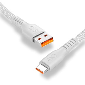 Biały kabel USB t.b.t. (USB-A do USB-C) do akcesoriów do telefonów komórkowych.