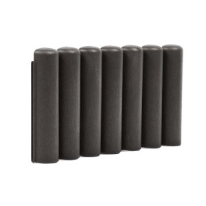 Ciemnoszara palisada t.b.t. do aranżacji ogrodu, zbliżenie.