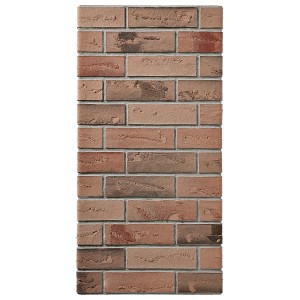 Dekoracyjna ściana z cegły t.b.t. w odcieniach brązu i czerwieni do użytku wewnątrz i na zewnątrz.