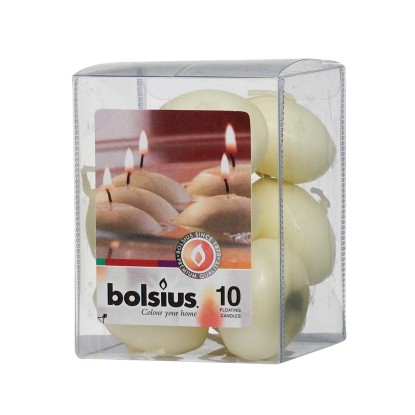 Bolsius Świece pływające kremowe 10 sztuk