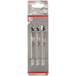 Brzeszczoty do wyrzynarki Bosch T 234 X, 3 sztuki, do czystego cięcia drewna z chwytem T.