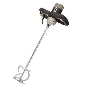 Mieszarka do farb i zapraw 1200 W z podwójnym uchwytem i mieszadłem.