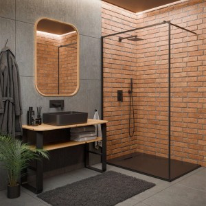 Invena Brodzik Alvero struktura kamienia czarny 100x90x2,6 cm