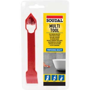 Soudal Multi Tool, czerwony skrobak do silikonu do prac glazurniczych.