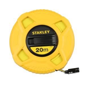 Żółta taśma miernicza Stanley 20 m do precyzyjnych pomiarów.