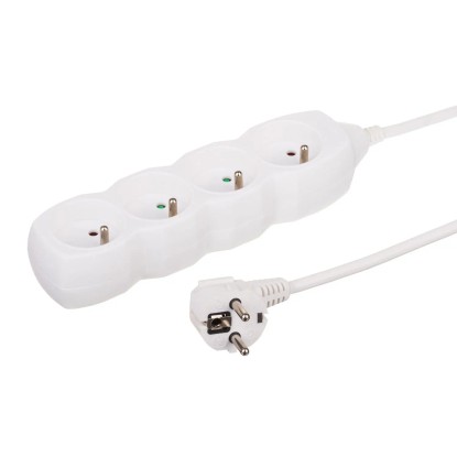 Düwi Przedłużacz listwowy 4-gniazdowy 2P+Z 3x1,0 mm2 biały 5 m