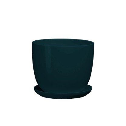 Doniczka z podstawką Sofia atracyt połysk - 37 cm