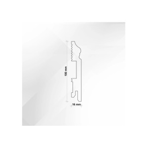 Rysunek profilu listwy przypodłogowej t.b.t. o wymiarach 100x16 mm.