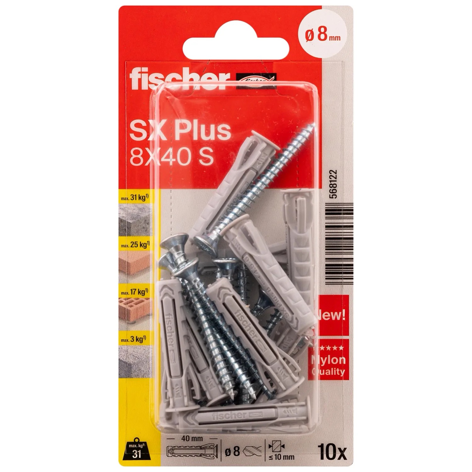 Fisher Kołek SX plus rozporowy 8x40 mm - 10 szt.