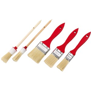 Zestaw pędzli ELLIX 5 szt.: Pędzle płaskie i okrągłe ze sztucznym włosiem do różnorodnych prac malarskich.