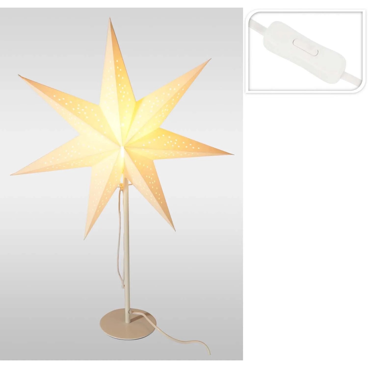 Lampka gwiazda stojąca papierowa wys. 65 cm biała