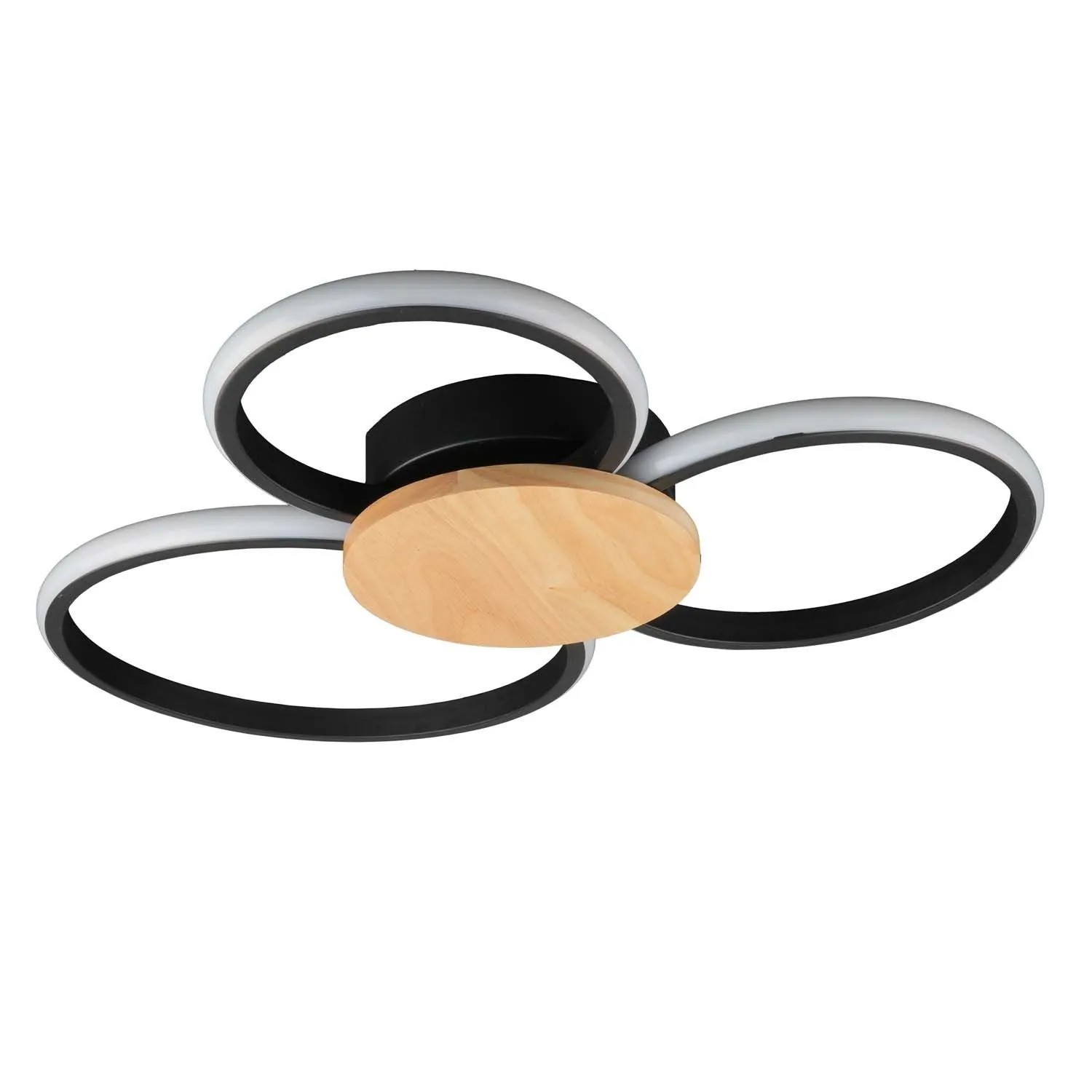 Goldlux Lampa sufitowLED SABINA 38W 4000K 5000lm czerń+drewno