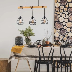 Goldlux Lampa wisząca VIGO WOOD 3xE27 max. 20W LED czerń+drewno