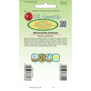 Opakowanie nasion macierzanki 't.b.t.' na kwitnące, pachnące okrywy.