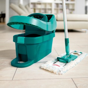Mop podłogowy Leifheit z wyciskarką i wiadrem, urządzenie do czyszczenia płytek i podłóg kamiennych.