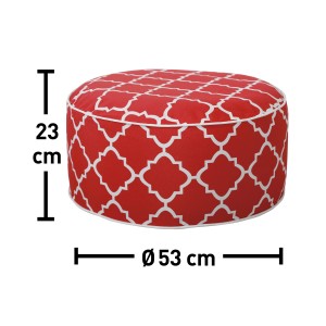 Nadmuchiwany stołek kempingowy Elfros w kolorze czerwono-białym z ornamentem, Ø 53 cm.