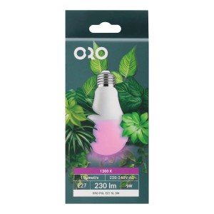 Żarówka LED E27 ORO ze światłem dla roślin, 9W, 230lm. Idealna dla roślin.