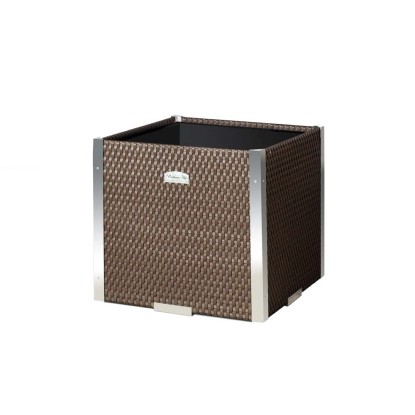 Donica ALU rattan brąz/orzech - 46 x 46 x 46 cm