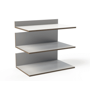 Szare akcesorium meblowe t.b.t. z trzema półkami.