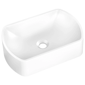 Biała umywalka nablatowa t.b.t. do łazienki.