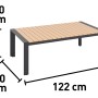 Stolik kawowy z zestawu wypoczynkowego Branford, aluminium/stal, wygląd drewna, wymiary 122x70x40 cm