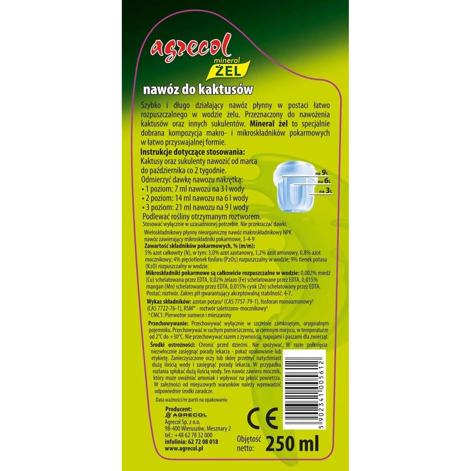 Agrecol Nawóz mineral żel do kaktusów 250 ml._2