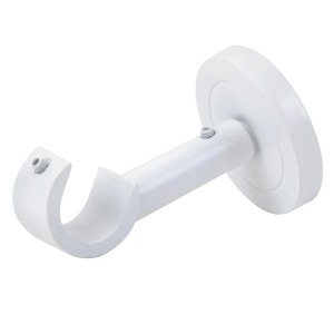 Biały wspornik do karnisza, montowany na ścianie.