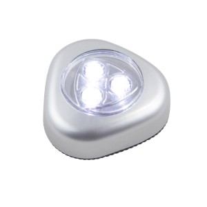 Globo LED-Pushlight Flashlight, zasilana bateriami lampa podszafkowa w kolorze srebrnym metalicznym z 3 diodami LED.