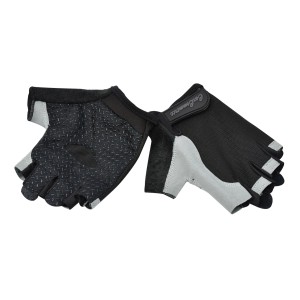 Rękawice rowerowe t.b.t., czarno-szare, zapewniające pewny chwyt podczas transportu.