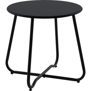 Okrągły, antracytowy stół ze stali, pasujący do zestawu mebli balkonowych Whitton.