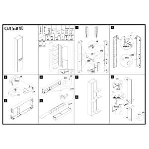 Instrukcja montażu szafki wysokiej t.b.t. Krok po kroku z poszczególnymi częściami.
