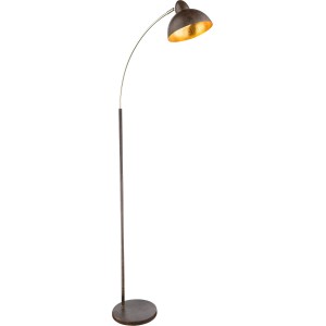 Lampa podłogowa Globo Anita, kolor rdzawy, klasyczny design ze złotym wnętrzem klosza.