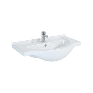 Umywalka Maximus Bahama, 75 cm, ceramiczna, biała z baterią.