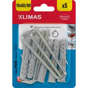 t.b.t. Zestaw kołków ze śrubami i hakami, 5 sztuk, do podłoży pełnych.