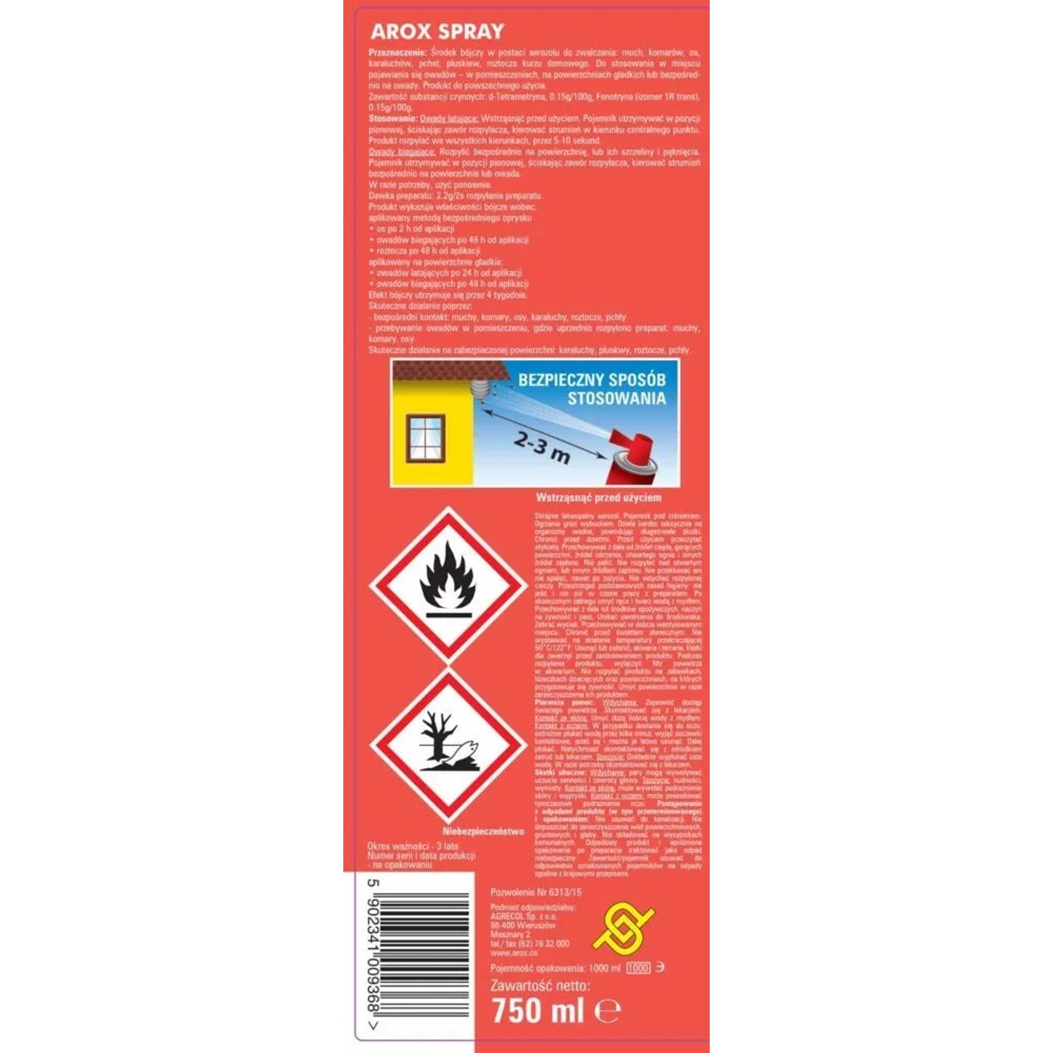 Arox Muchozol na osy i szerszenie 750ml_2