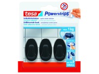 Tesa Haczyki Powerstip owalne czarne 3 szt. S samoprzylepne