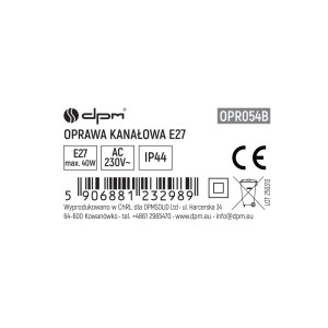 DPM Oprawa kanałowa 1xE27 40W IP44 metalowa czarna