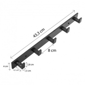 Wieszak aluminiowy czarny na wkręty 43x4x4