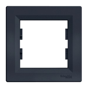 Ciemnoszara ramka t.b.t. do włączników i gniazdek.