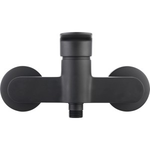 Czarna bateria prysznicowa t.b.t. do prysznica.