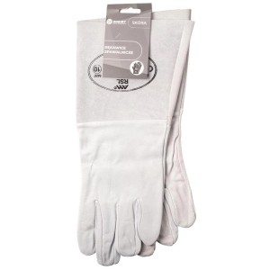 Rękawice robocze LUX Comfort Long rozm. 10, skórzane, z bardzo długim mankietem dla optymalnej ochrony.