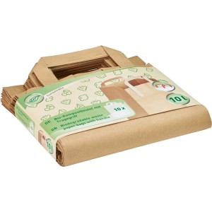 Opakowanie biodegradowalnych worków na kompost z uchwytami, 10 litrów, 10 sztuk. Ekologiczne worki na śmieci.
