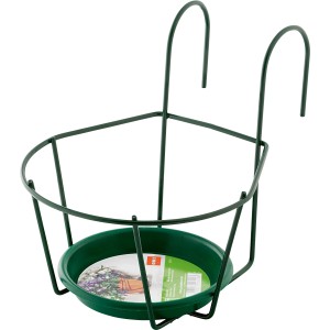 Zielony haczyk na doniczkę Ø 20 cm do skrzynek balkonowych, malowany proszkowo i bez montażu.