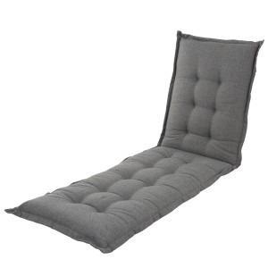 Szara poduszka na leżak ogrodowy z guzikami dla wysokiego komfortu.