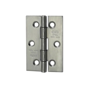 t.b.t. Zawias meblowy metalowy, otwarty z widocznymi otworami na śruby.