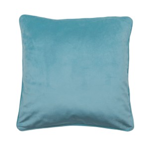 Turkusowa poduszka t.b.t. z miękkiej tkaniny, kwadratowa.