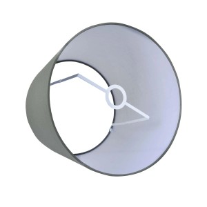 Szary abażur do lamp, cylindryczny kształt.