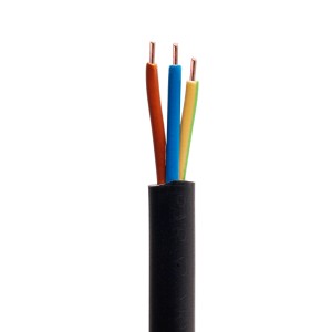Czarny kabel ziemny NYY-J 3 x 1,5 z kolorowymi żyłami do instalacji.