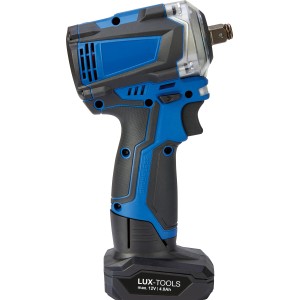 Akumulatorowy klucz udarowy LUX-TOOLS A-SSR-12 z akumulatorem 12 V, niebiesko-czarny.
